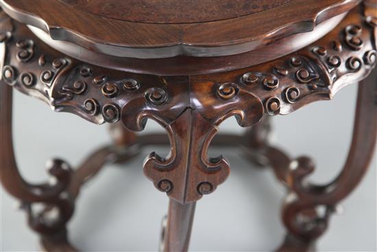 A Chinese hongmu and burr wood stand, early 20th century, height 34.5cm